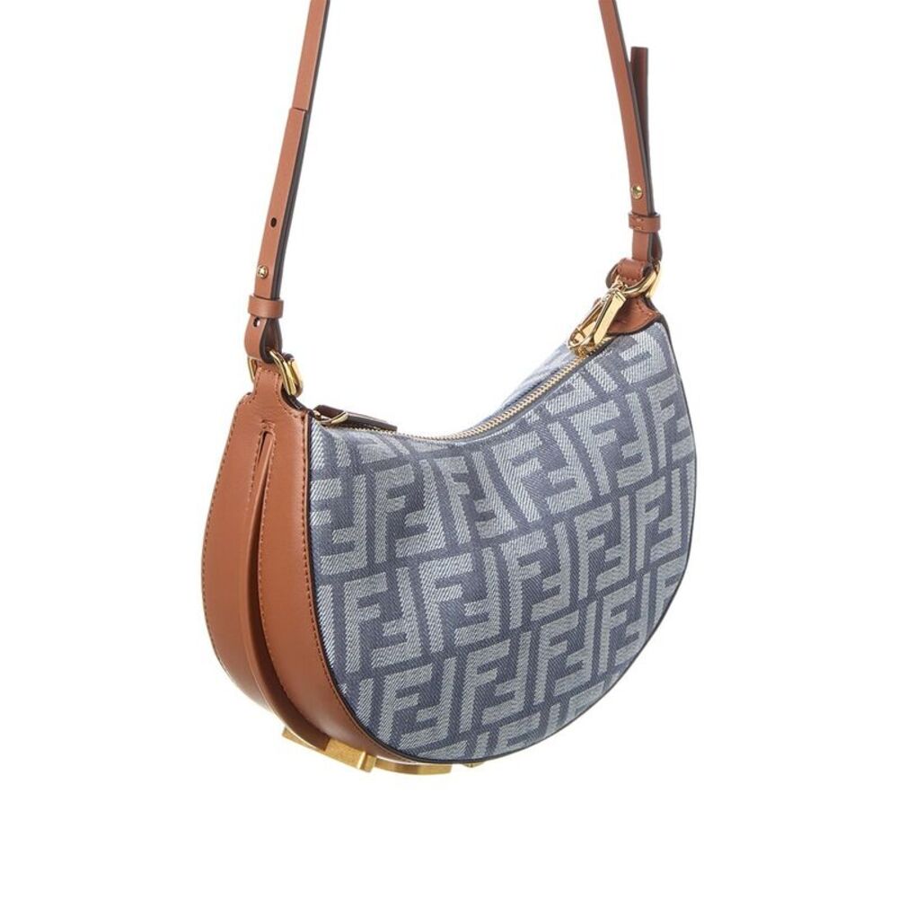 Fendi Fendigraphy Mini Ff Denim & Leather Hobo Bag - Picture 3 of 6